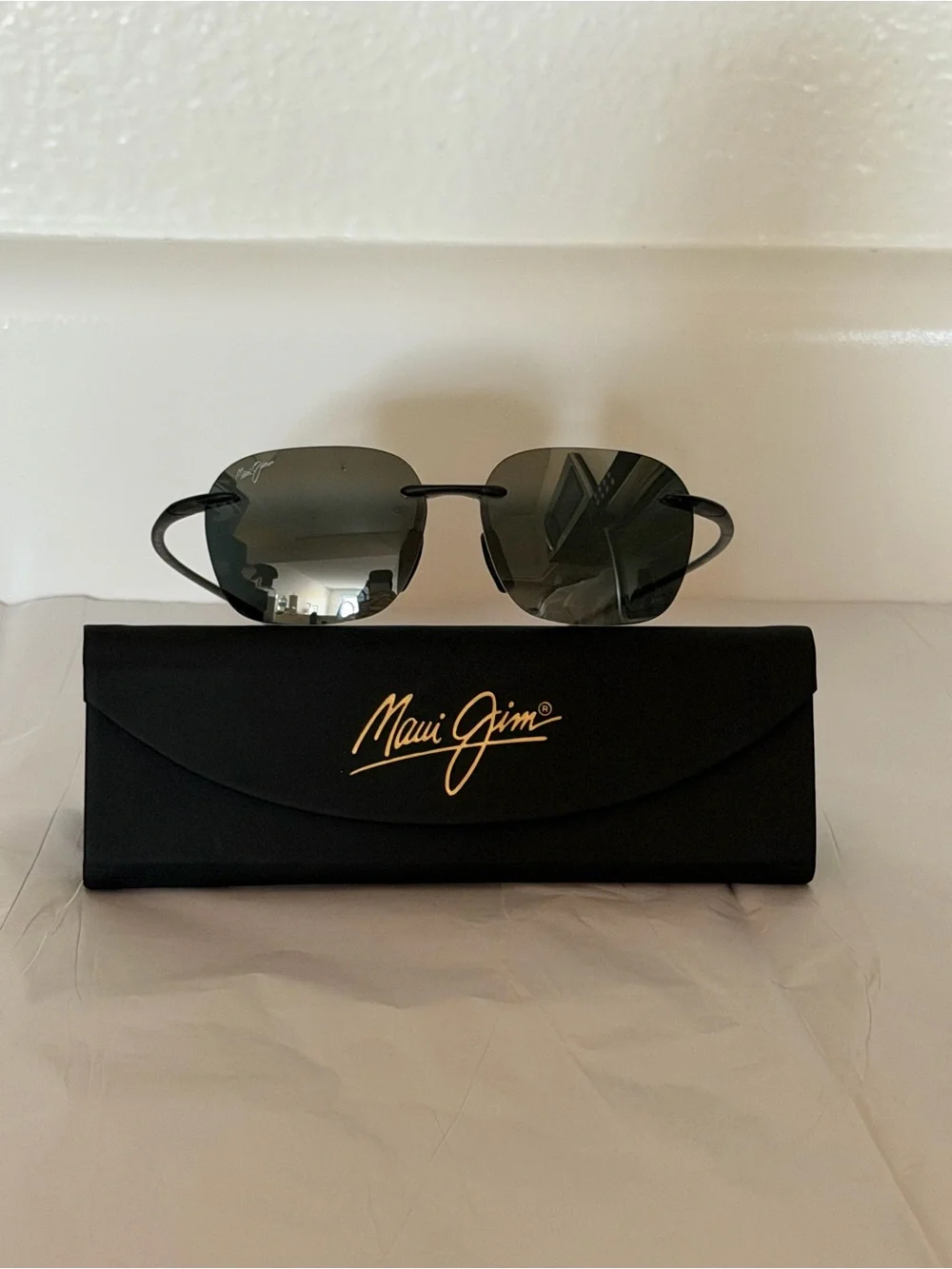 MAUI JIM KOMOHANA MJ446-11M Lightweight Black Rimless Sunglasses UNISEX Pristine